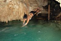 Diving into an underwater cave in Mexico :o)