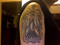 Masonic piece on my left arm (although it came out looking like the opposite arm due to the camera)