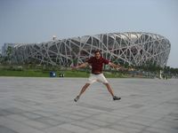 That's me in front of the bird's nest on the first day of the Olympics this summer.