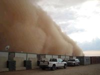 Sandstorm outside the building where I lived at overseas