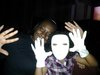 Moi w/ my goddaughter who's wearing my mime mask.
