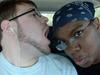 My friend and I goofing off on a road trip