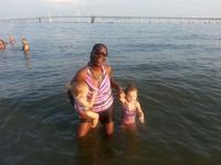 At the beach w/ my grand daughters.