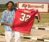 Here I am in Tampa showing off my Falcons Jersey in the Bucs Territory - LOL! 