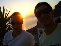 With my homie Neill over the Santorini caldera sunset
