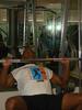 in my basement working out....